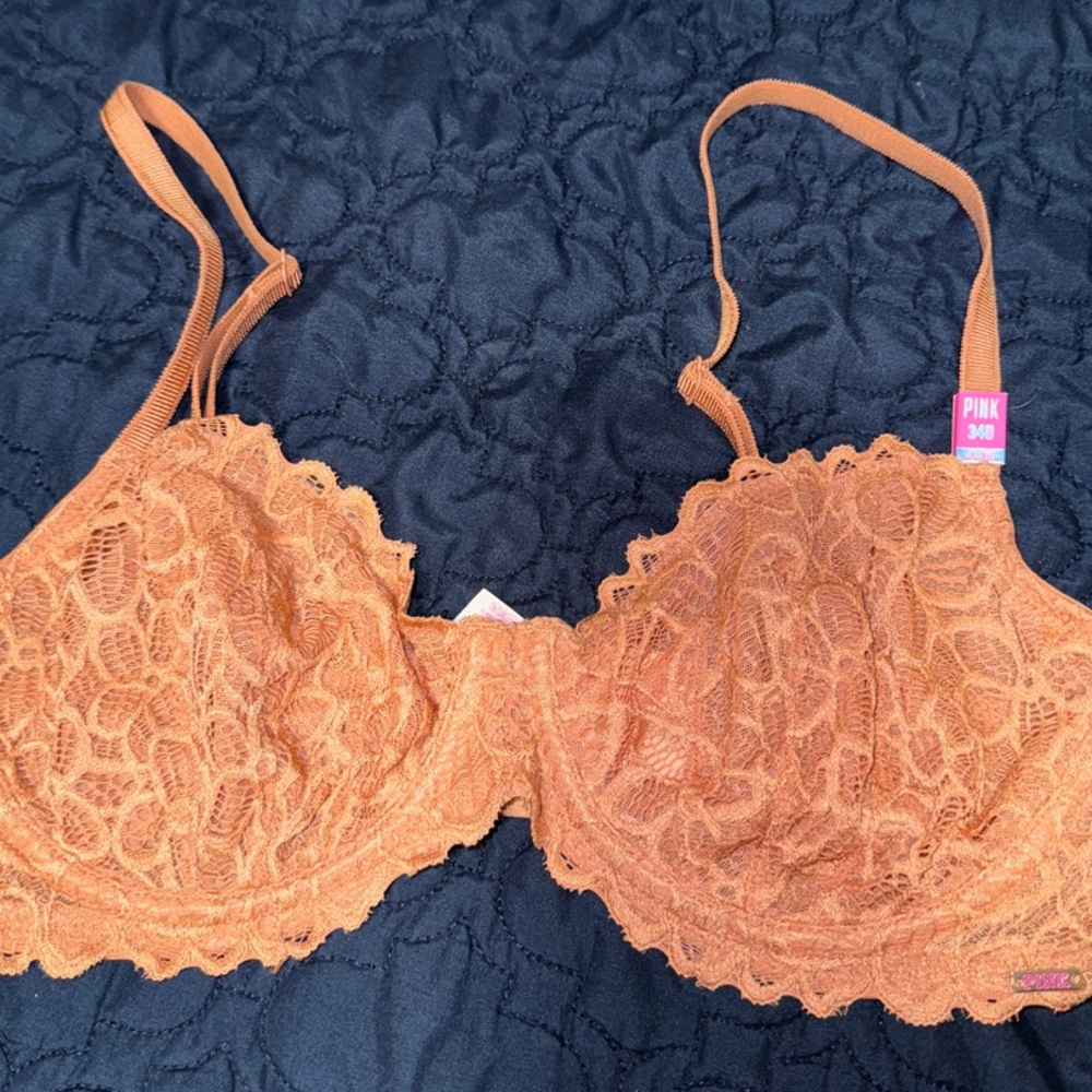 Pink Victoria’s Secret Lace Underwire Bra in Orange